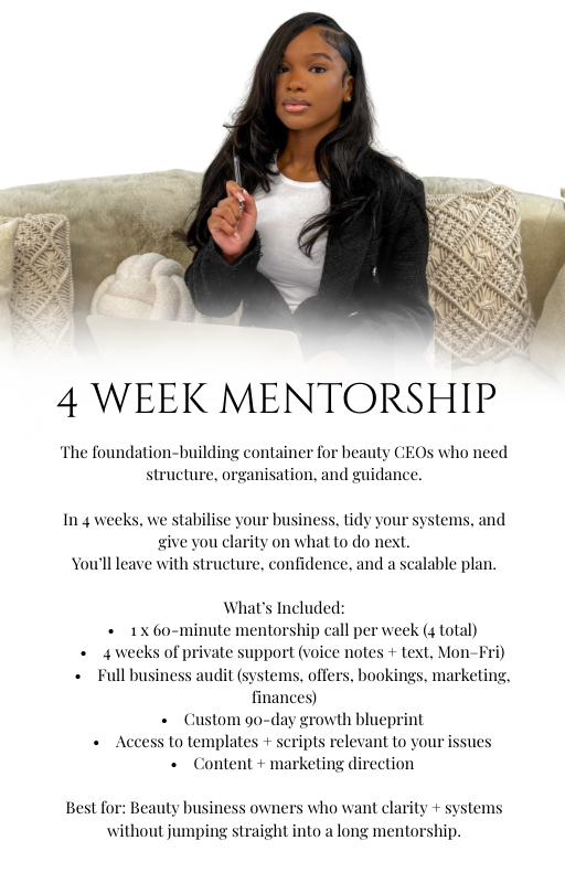 4 week 1:1 mentorship program